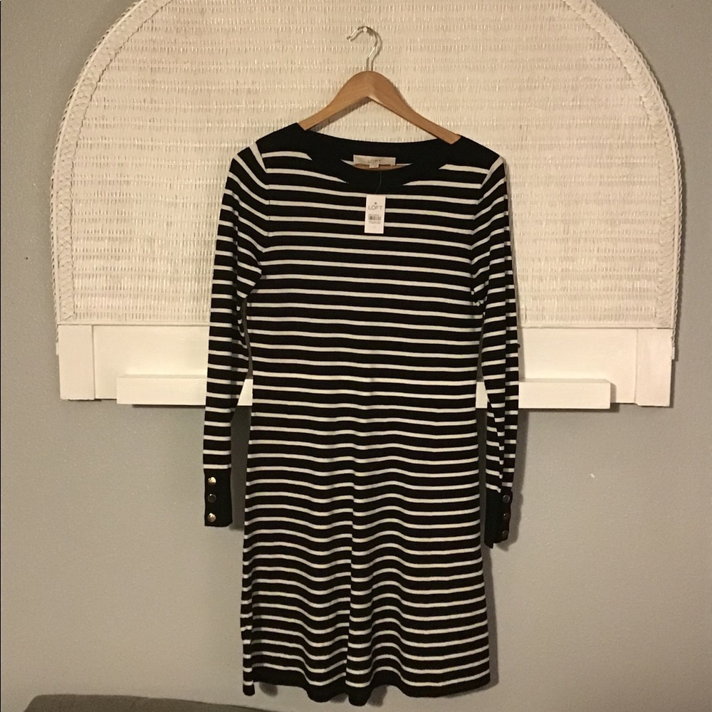 Loft Women’s Black and White Striped Dress (NWT) - Picture 4 of 10